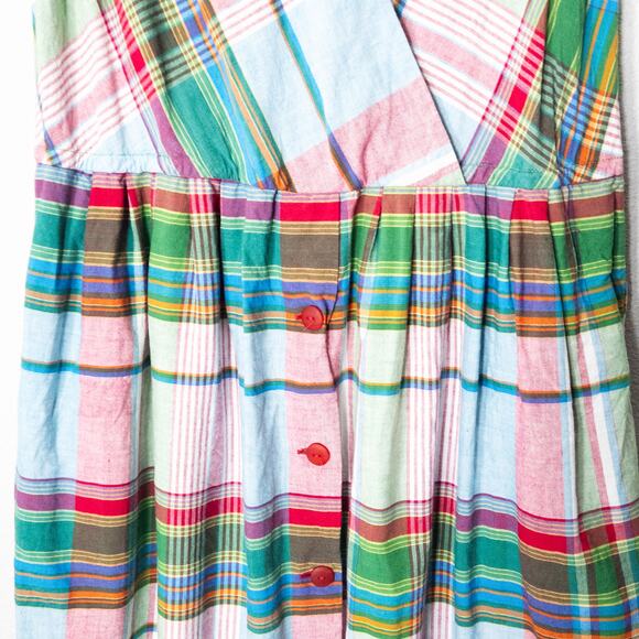 Liz Claiborne Plaid Sleeveless Dress Multicolor 16 Retro Cottagecore - Picture 4 of 8